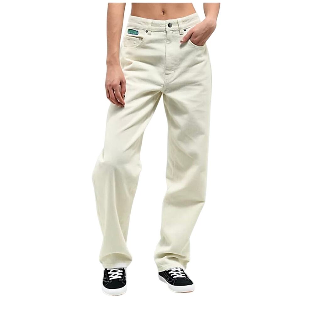 Empyre Women’s Tori Corduroy Pants High Rise Straight Leg Baggy Sz 8 Off White